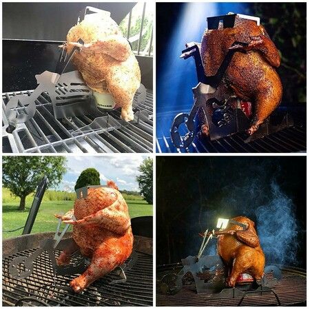 Chicken Stand Beer funny American Motorcycle BBQ Steel Rack Tools Funny Roast Chicken Rack grilling roast rack