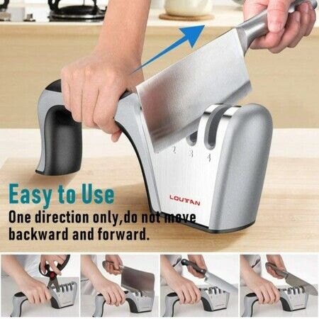 4-Stage Knife Sharpener Premium Manual Works for Scissors,Ceramic,Steel Knives