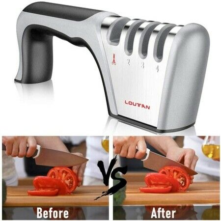 4-Stage Knife Sharpener Premium Manual Works for Scissors,Ceramic,Steel Knives