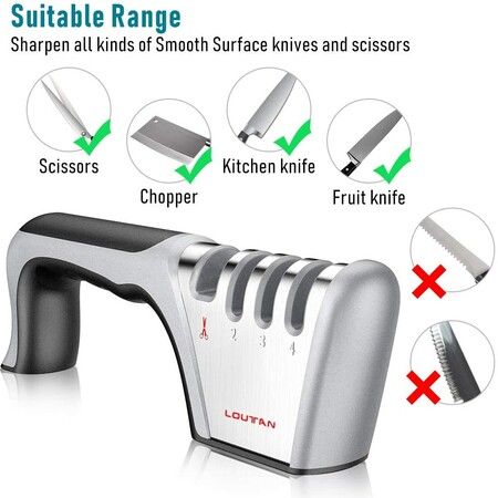 4-Stage Knife Sharpener Premium Manual Works for Scissors,Ceramic,Steel Knives