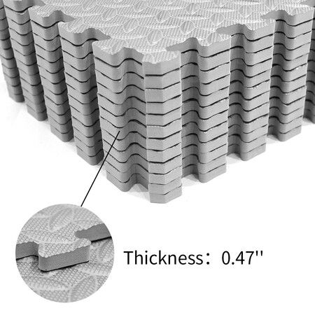 12PCS Gray Interlocking EVA Foam Floor Mat Tile Pack 30x30cm thickness 1.2cm