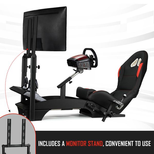 Premium Racing Simulator Cockpit Adjustable Gaming Chair with Monitor Stand 