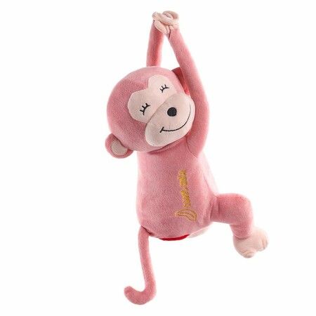 Tissue Box Cover Cute Toy Cartoon Monkey Tissue Paper Pink 50X15CM