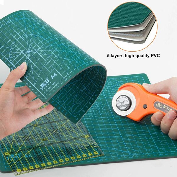 45 mm Rotary Cutter Set, Quilting Kit incl, A4 Cutting Mat ?8 Replacement Blades?Acrylic Ruler?with Storage Bag?Sewing Pins, Craft Knife Set