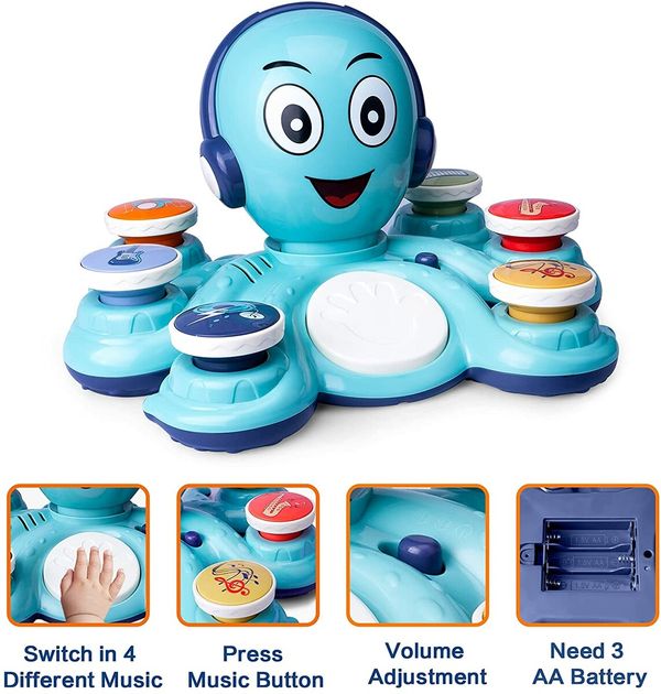 Baby Musical Toy for Toddlers 1-3 Learning Toys, Octopus Preschool Music Educational Toys for Babies, Infant, Boys and Girls Birthday Gifts