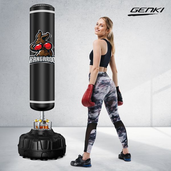 Genki 185cm Hydraulic Free Standing Punching Boxing Kicking Bag Stand Black