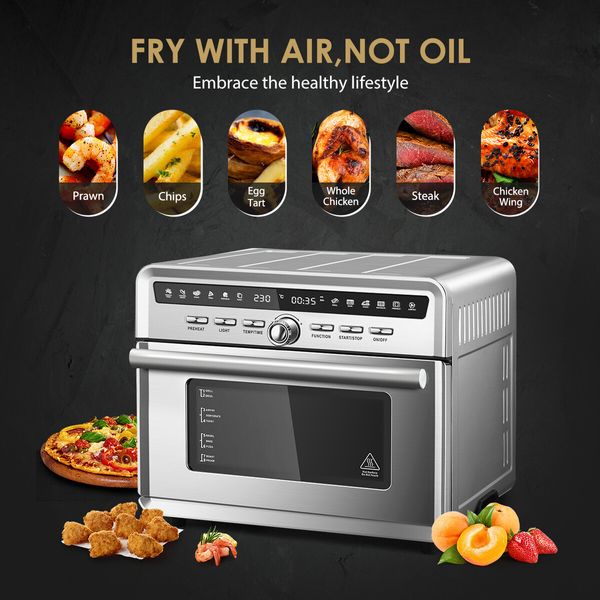 Maxkon 10-In-1 Oil Free Digital Air Fryer Convection Oven Cooker 25L 1800W Silver