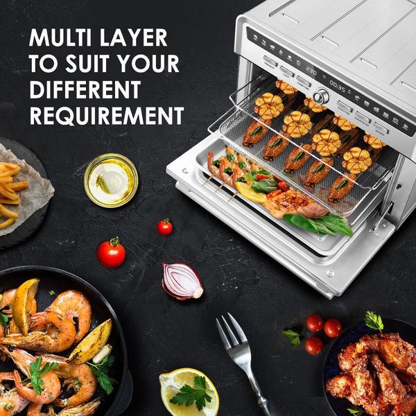 Maxkon 10-In-1 Oil Free Digital Air Fryer Convection Oven Cooker 25L 1800W Silver