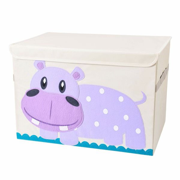 Hippo Large Toy Foldable Box Chest with Flip-top Lid Fabric Toy Storage Bin 53*36*36cm