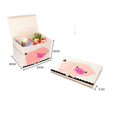 Hippo Large Toy Foldable Box Chest with Flip-top Lid Fabric Toy Storage Bin 53*36*36cm