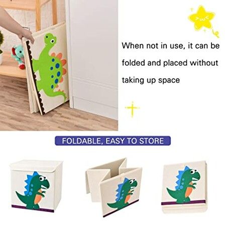 Hippo Large Toy Foldable Box Chest with Flip-top Lid Fabric Toy Storage Bin 53*36*36cm