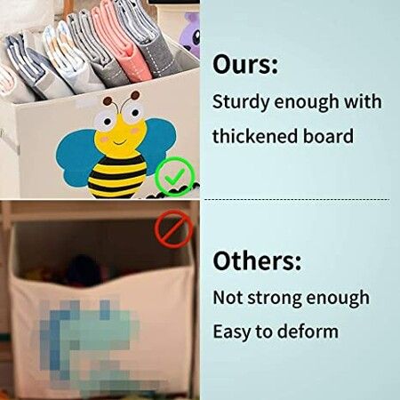 Hippo Large Toy Foldable Box Chest with Flip-top Lid Fabric Toy Storage Bin 53*36*36cm