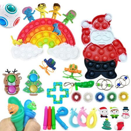 36pcs Fidget Toys SetStress Relief Anti-Anxiety Toys Assortment Christmas Santa Pop Bubbles Toy