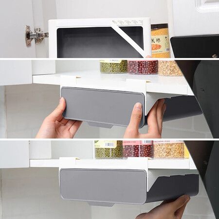 Multi-use Self-adhesive Spice Organizer Rack Seasoning Bottle Storage Rack Under Desk Drawer Hidden Kitchen Supplies Storage