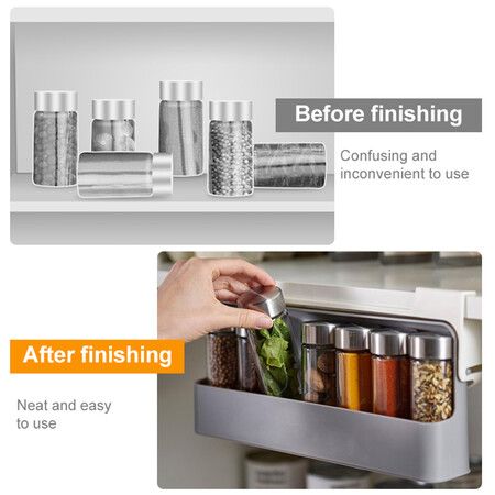 Multi-use Self-adhesive Spice Organizer Rack Seasoning Bottle Storage Rack Under Desk Drawer Hidden Kitchen Supplies Storage