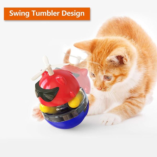 Cat Toy Automatic, Pet Toy Balls, Multifunctional Interactive Laser Cat Toy with Swing Tumbler USB Charging