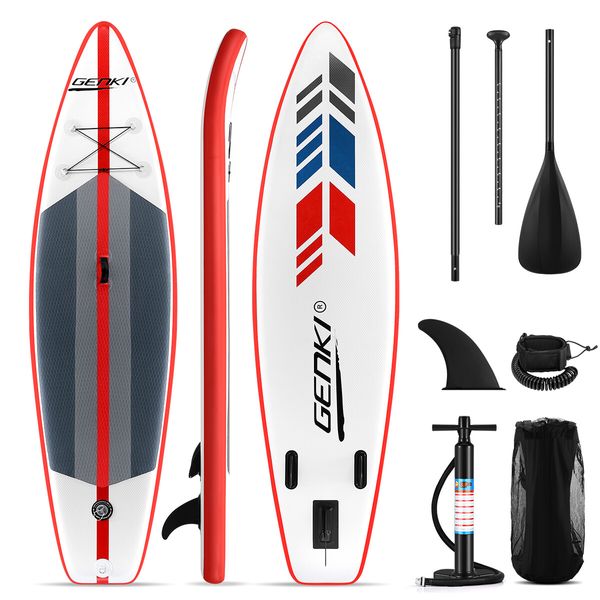 GENKI Inflatable Surfboard 2 in1 SUP Stand Up Paddle Board Kayak Red