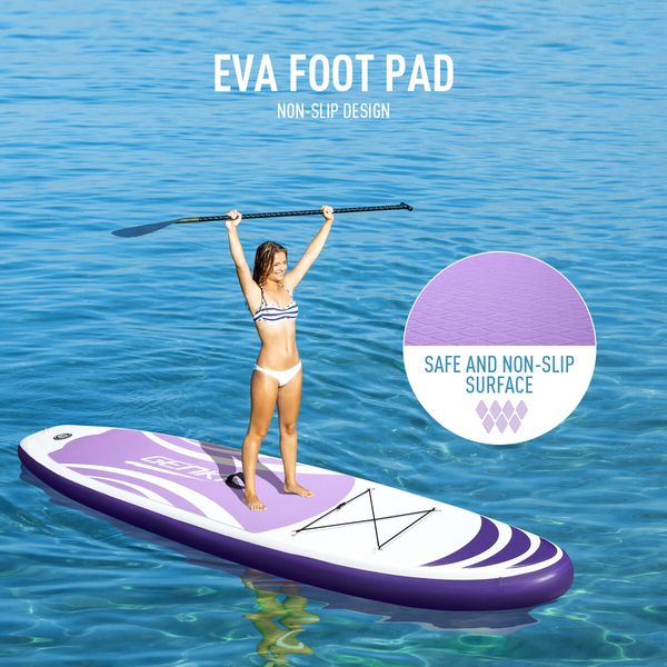 GENKI Stand Up Paddle Board 2 in1 Inflatable SUP Surfboard Kayak Purple