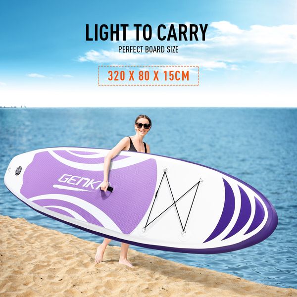 GENKI Stand Up Paddle Board 2 in1 Inflatable SUP Surfboard Kayak Purple