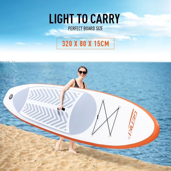 GENKI Stand Up Paddle Board Inflatable SUP Surfboard Kayak with Seat Orange