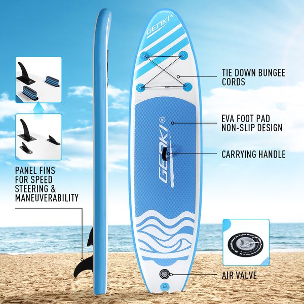 GENKI 2 In 1 SUP Inflatable Stand Up Paddleboard Surfing Board Kayak Blue