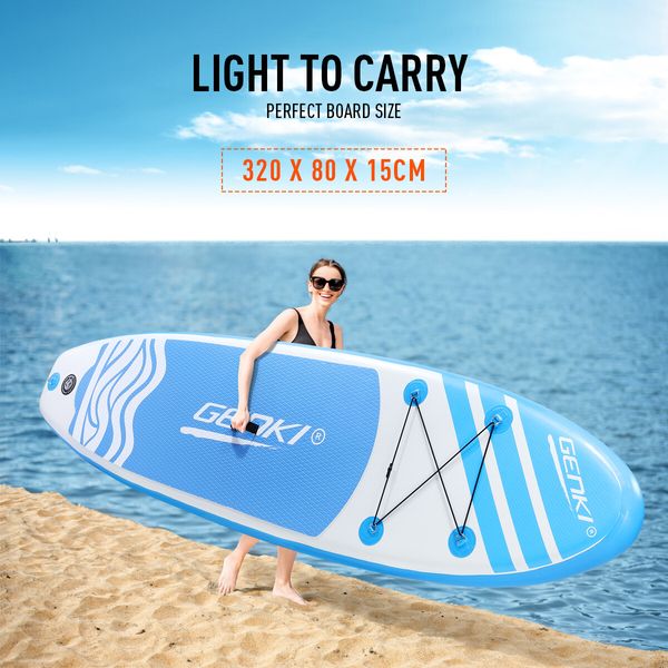 GENKI 2 In 1 SUP Inflatable Stand Up Paddleboard Surfing Board Kayak Blue