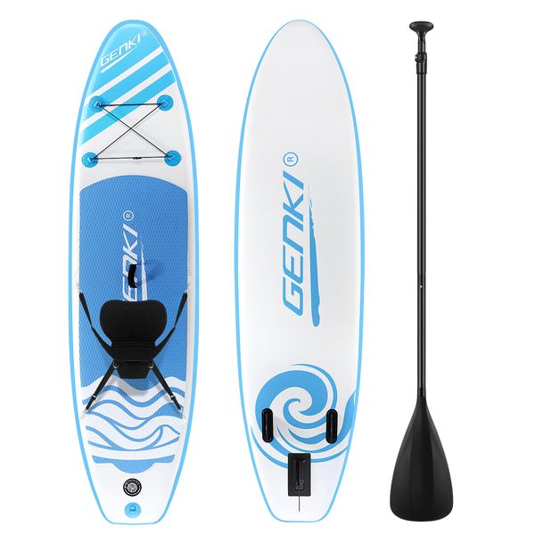 GENKI Inflatable Stand Up Paddle Board SUP Kayak Surfboard with Seat Blue