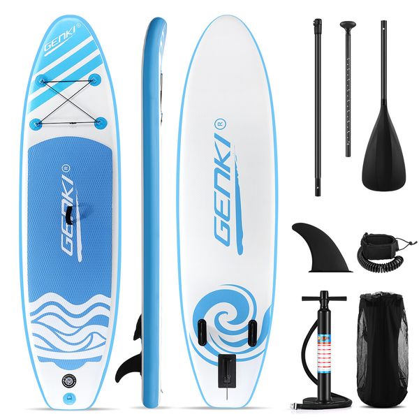 GENKI 2 in 1 SUP Inflatable Stand Up Paddle Board Surfboard Kayak Blue