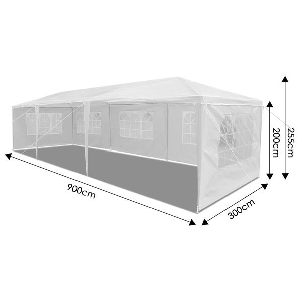 3X9M Waterproof Uv Block Wall Outdoor Gazebo Party Marquee Tent W/Windows