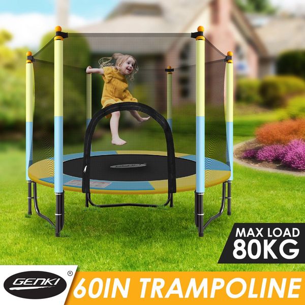 60" 36-Spring Mini Jumping Trampoline W/Safety 1.25M Enclosure, Max 80Kg