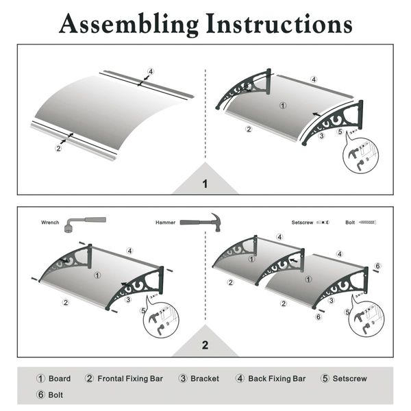 1X3M Sun Rain Snow Blocking Door Window Awning Cover Hold Up To 140Kg