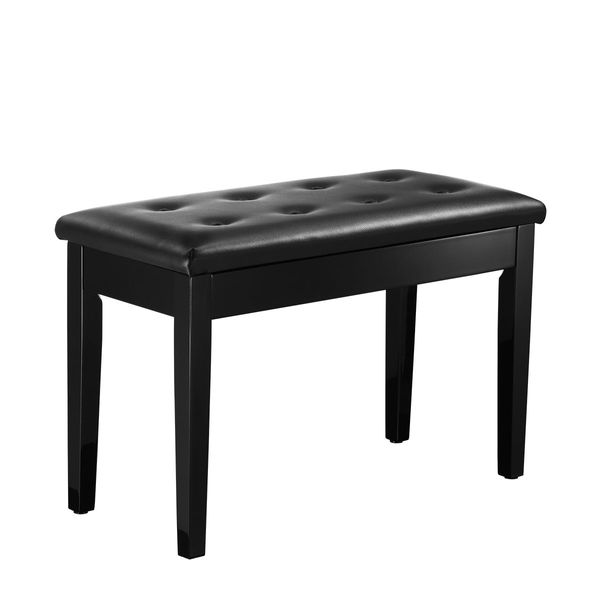 2-User Pu Leather Thick Sponge Padded Wooden Piano Bench Stool W/Storage