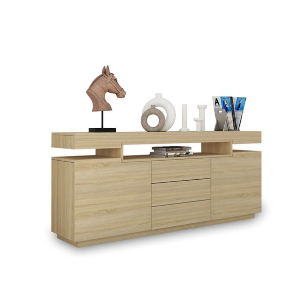 3 Drawer Sideboard TV Stand Cabinet Entertainment Unit Buffet Table Oak 160x35x72cm