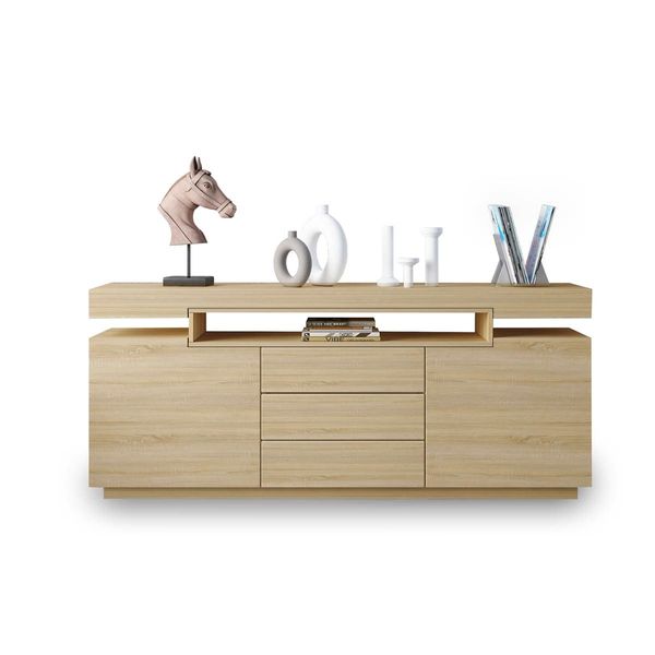 3 Drawer Sideboard TV Stand Cabinet Entertainment Unit Buffet Table Oak 160x35x72cm