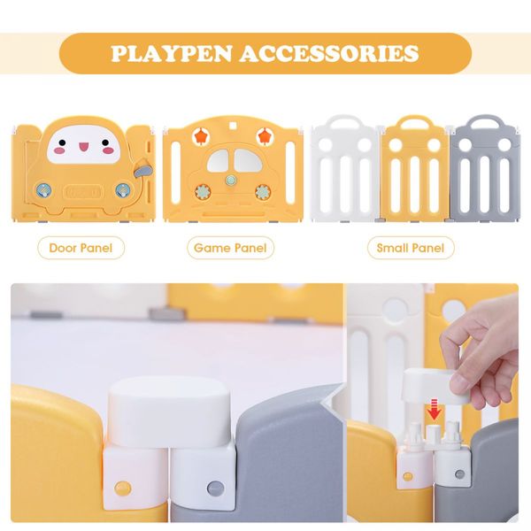 Baby Playpen Barrier Kids Fence Room Child Safety Gate Activity Centre Enclosure Toddler Play Yard Foldable Car Design 18 Panels