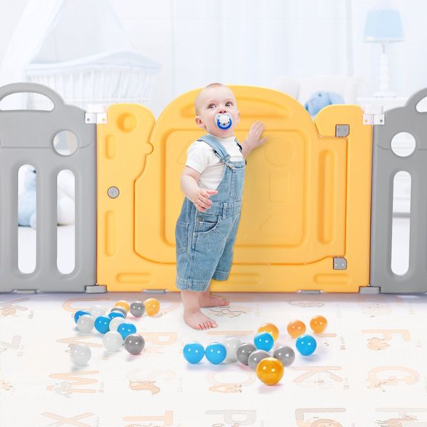 Baby Playpen Barrier Kids Fence Room Child Safety Gate Activity Centre Enclosure Toddler Play Yard Foldable Car Design 18 Panels