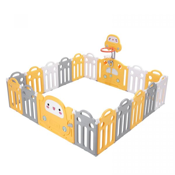 Baby Playpen Barrier Kids Fence Room Child Safety Gate Activity Centre Enclosure Toddler Play Yard Foldable Car Design 18 Panels