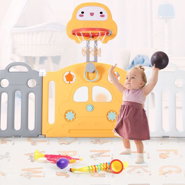 Baby Playpen Barrier Kids Fence Room Child Safety Gate Activity Centre Enclosure Toddler Play Yard Foldable Car Design 18 Panels