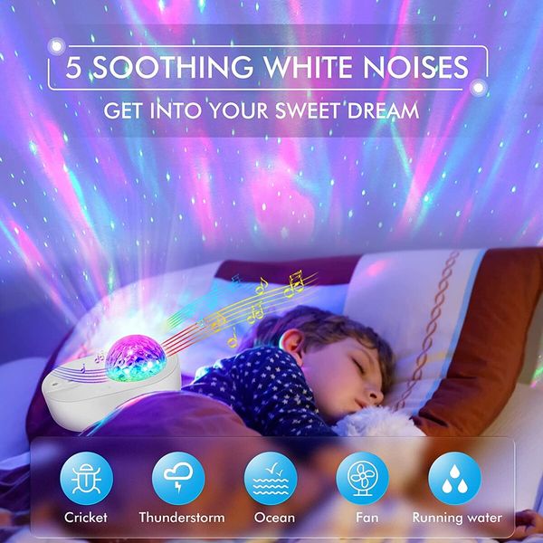 Star Projector, 3 in 1 Galaxy Night Light Projector with  Music Speaker and 5 White Noises for Bedroom Party Home Decor