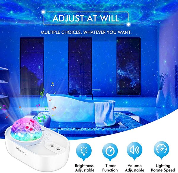 Star Projector, 3 in 1 Galaxy Night Light Projector with  Music Speaker and 5 White Noises for Bedroom Party Home Decor