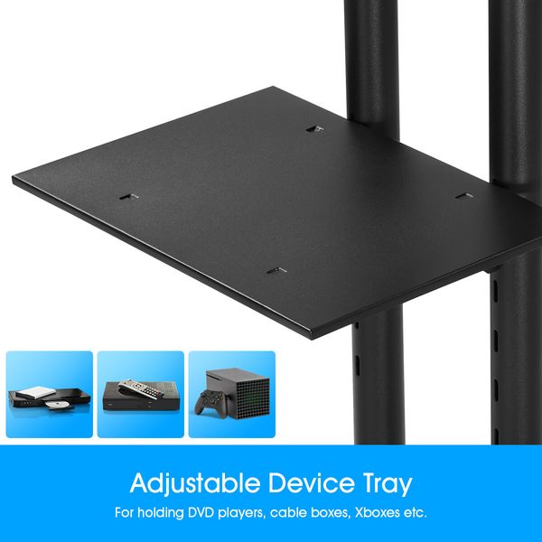 32 to 65 Inch Mobile TV Floor Stand Freestanding Television Bracket Swivel TV Mount with Shelf