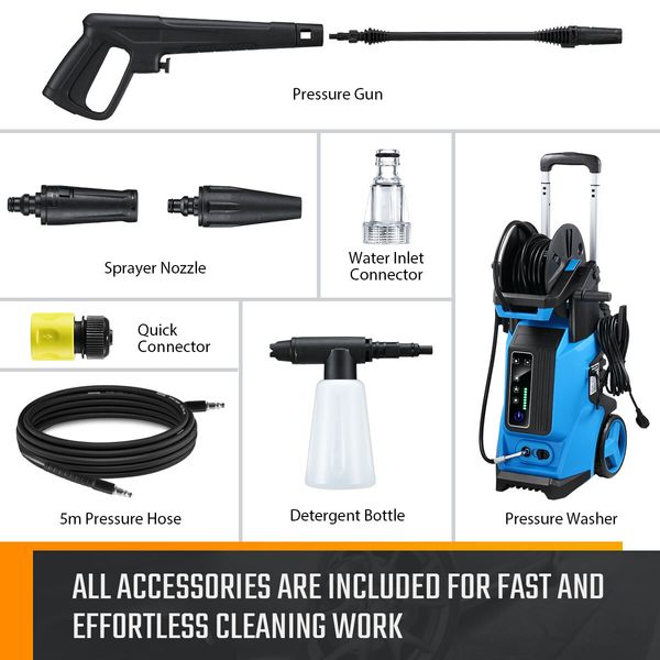 Electric Smart High Pressure Washer Cleaner Water Cleaning Sprayer LCD with Spray Gun Hose