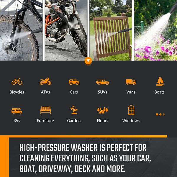 Electric Smart High Pressure Washer Cleaner Water Cleaning Sprayer LCD with Spray Gun Hose