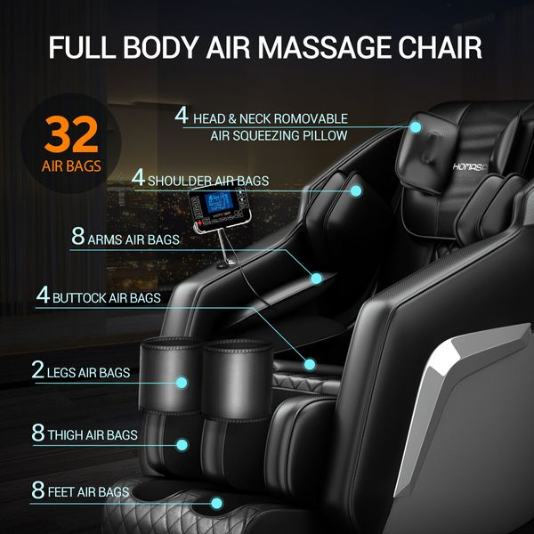 HOMASA LCD touch screen Full Body Massage Chair Zero Gravity Recliner