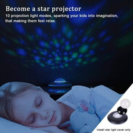 White Noise Machine Baby for Sleeping with Night Light| Starry| Ambient Light (Black)