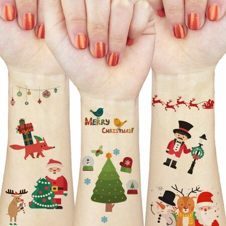 8p Christmas Temporary Tattoos Waterproof Hot Stamping Stickers Face Body