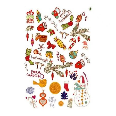 8p Christmas Temporary Tattoos Waterproof Hot Stamping Stickers Face Body