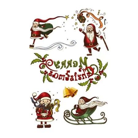 8p Christmas Temporary Tattoos Waterproof Hot Stamping Stickers Face Body