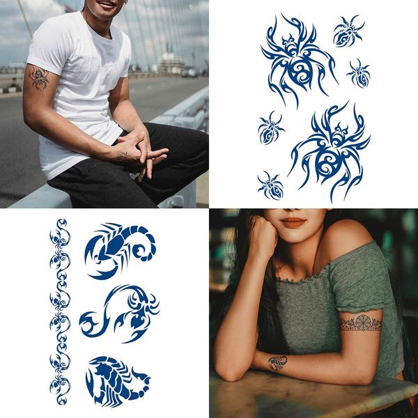 8p Semi Permanent Sleeve tattoos Full Arm Waterproof Long-Lasting 2-3 Weeks 11x18cm