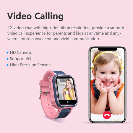 2021 4G Smart Watch Kids GPS Tracker WIFI SOS Camera Video Call Monitor Col.Pink